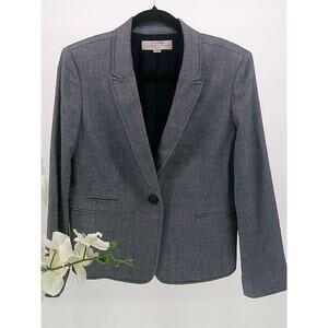 Tahari Womens Gray Ventless Faux Pockets Lined Single Breasted Blazer Size 12P